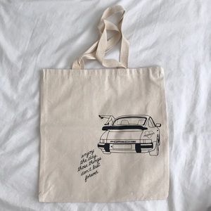 Porsche print canvas tote bag